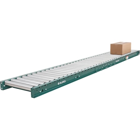 Global Industrial 10ft Straight Roller Conveyor, 15in Between Frame, 3in Roller Centers 293199
